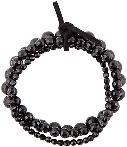 Barse Onyx Genuine Stone Stretch Bracelet Set