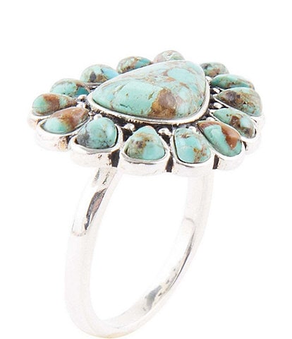 Barse Out West Sterling Silver Genuine Stone Turquoise Statement Ring