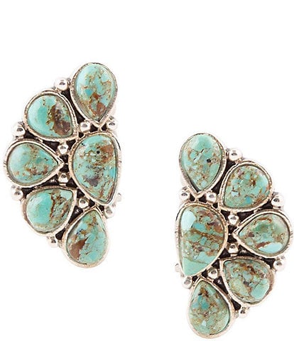 Barse Out West Sterling Silver Genuine Turquoise Clip-On Earrings