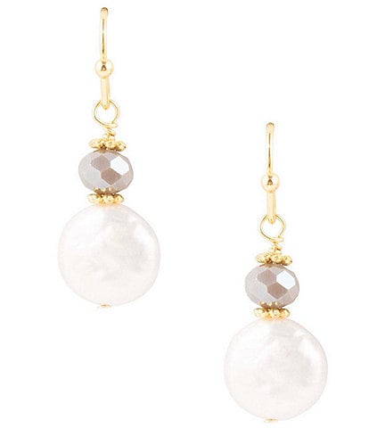 Barse Pearl and Genuine Stone Glass Drop Earrings