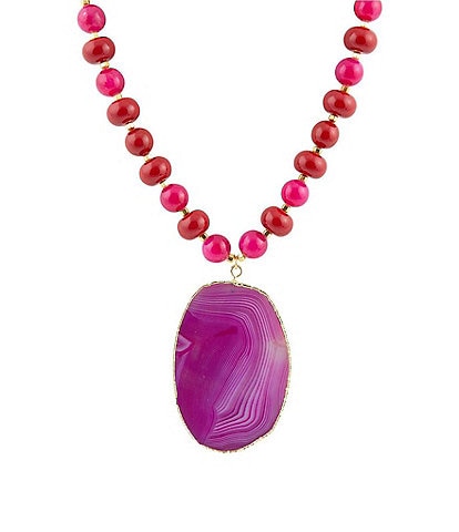 Barse Red Shell Pearl and Genuine Agate Statement Necklace