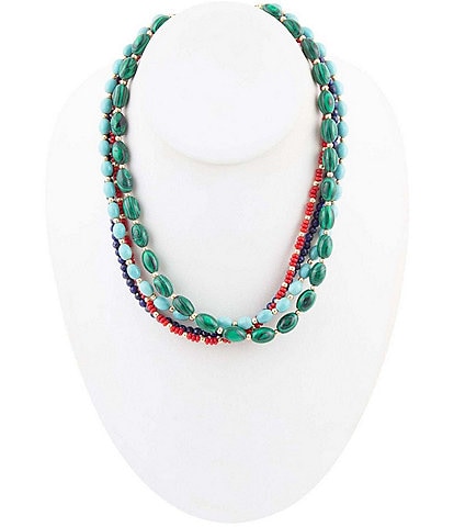 Barse Scarsdale Multi Strand Genuine Stone Colorful Necklace