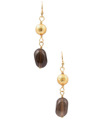 Barse Shadow Smoky Quartz Luxe Drop Earrings