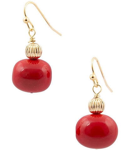Barse Shell Pearl Crimson Royale Drop Earrings