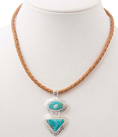 Barse Silver And Genuine Turquoise Bronco Short Pendant Necklace