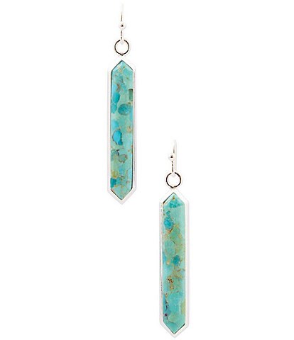 Barse Sacred Sky Silver and Genuine Turquoise Linear Earrings