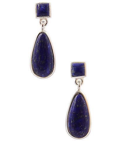 Barse Starlit Silver and Lapis Drop Earrings