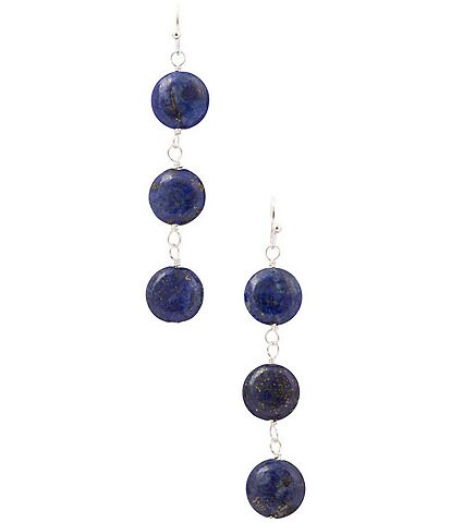 Barse Starlit Silver and Lapis Linear Earrings