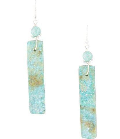 Barse Sterling Silver Amazonite and Mint Jade Genuine Stone Drop Earrings