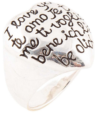 Barse Engraved Heart Sterling Silver Chunky Ring