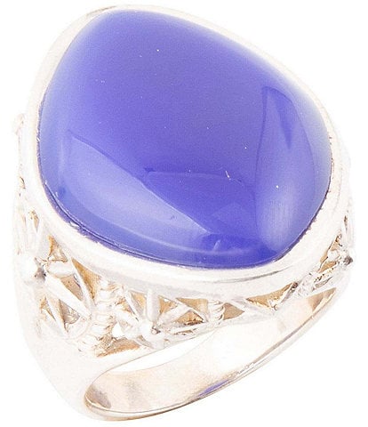 Barse Sterling Silver and Blue Agate Statement Ring