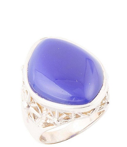 Barse Regatta Blue Agate and Sterling Silver Ring