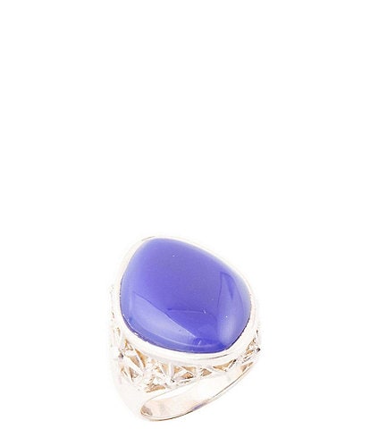 Barse Regatta Blue Agate and Sterling Silver Ring