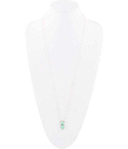 Barse Sterling Silver and Chrysoprase Genuine Stone 32'' Long Pendant Necklace