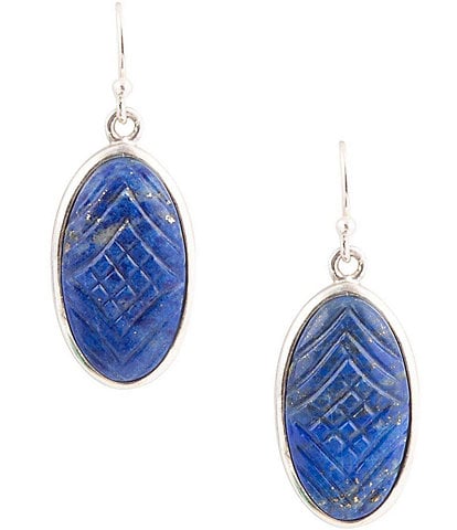 Barse Sterling Silver and Etched Lapis Drop Earrings