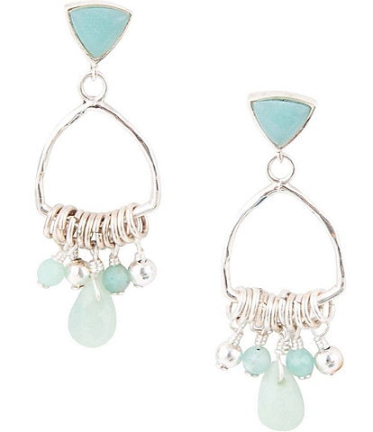 Barse Sterling Silver and Genuine Amazonite Chandelier Earrings