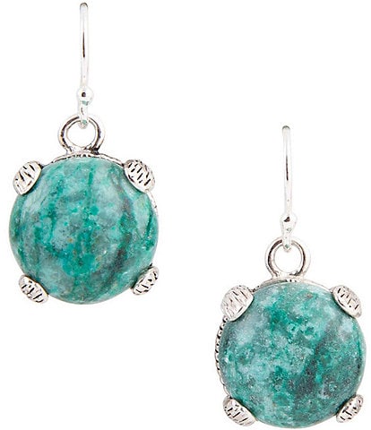 Barse Sterling Silver and Genuine Chrysocolla Drop Earrings