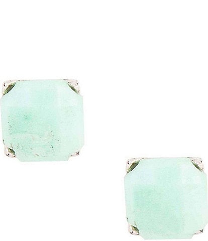 Barse Sterling Silver and Genuine Chrysoprase Stud Earrings