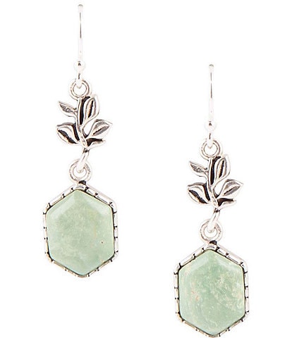 Barse Sterling Silver and Genuine Green Turquoise Drop Earrings