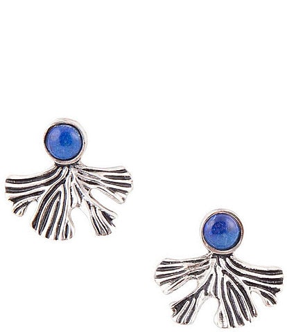 Barse Sterling Silver and Genuine Lapis Stud Earrings