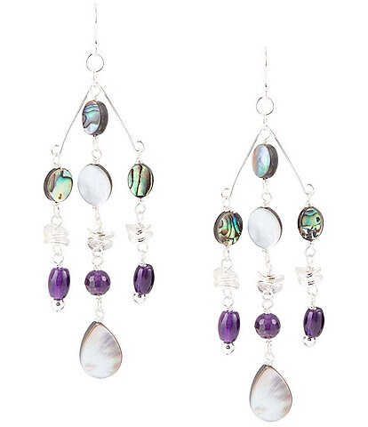 Barse Sterling Silver and Genuine Stone Chandelier Earrings