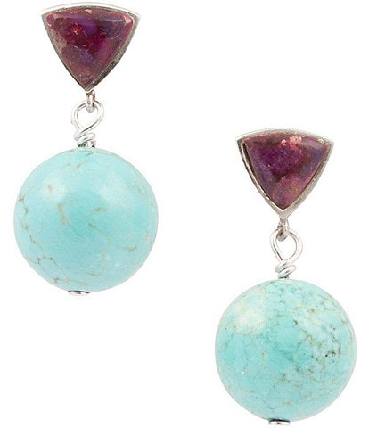 Barse Sterling Silver and Genuine Stone Drop Earrings