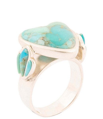 Barse Sterling Silver and Genuine Stone Heart Statement Ring