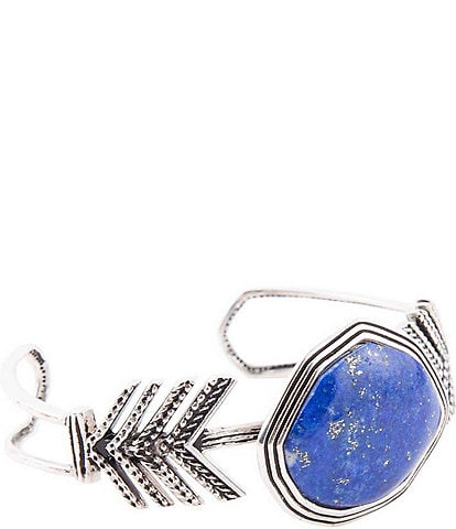 Barse Sterling Silver and Genuine Stone Lapis Go West Cuff Bracelet