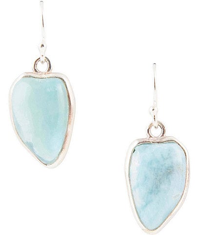 Barse Sterling Silver and Genuine Stone Larimar Drop Earrings