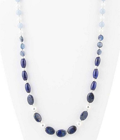 Barse Sterling Silver and Genuine Stone Long Strand Necklace
