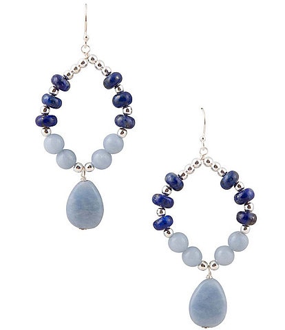 Barse Sterling Silver and Genuine Stone Orbital Drop Earrings