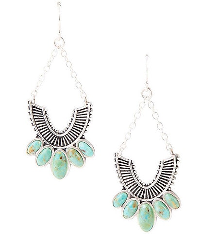 Barse Sterling Silver and Genuine Stone Turquoise Chandelier Earrings