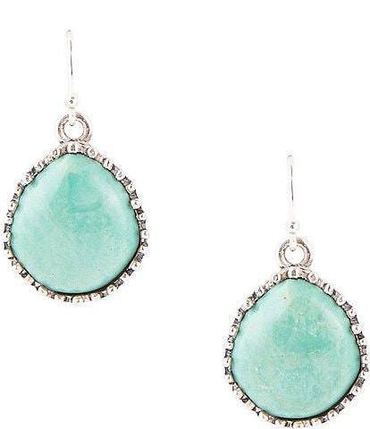 Barse Sterling Silver and Genuine Stone Turquoise Drop Earrings