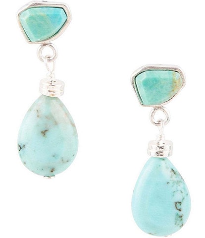 Barse Sterling Silver And Genuine Stone Turquoise Drop Earrings