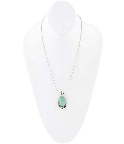 Barse Sterling Silver and Genuine Stone Turquoise Floral Pendant Necklace
