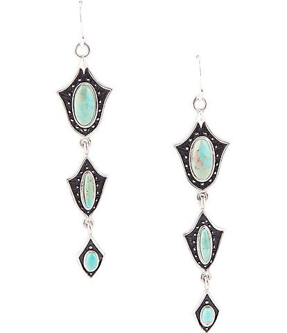 Barse Sterling Silver and Genuine Stone Turquoise Linear Earrings