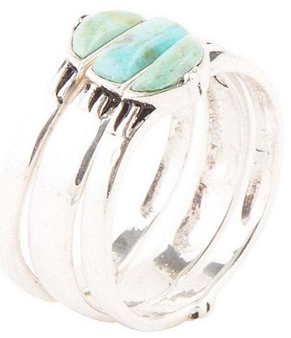 Barse Sterling Silver and Genuine Stone Turquoise Stack Ring