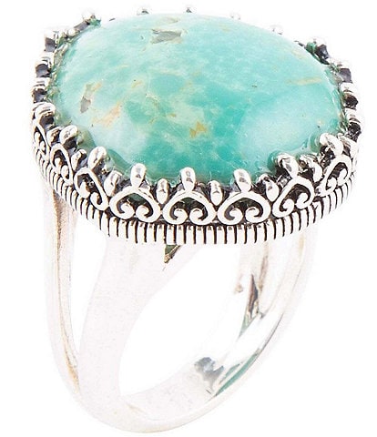Barse Sterling Silver and Genuine Stone Turquoise Round Statement Ring