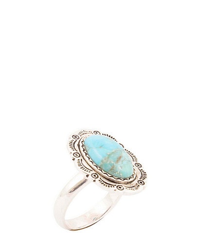 Barse Bronco Blue Turquoise Sterling Silver Concho Ring