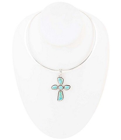 Barse Cross Pendant Sterling Silver Statement Collar Necklace