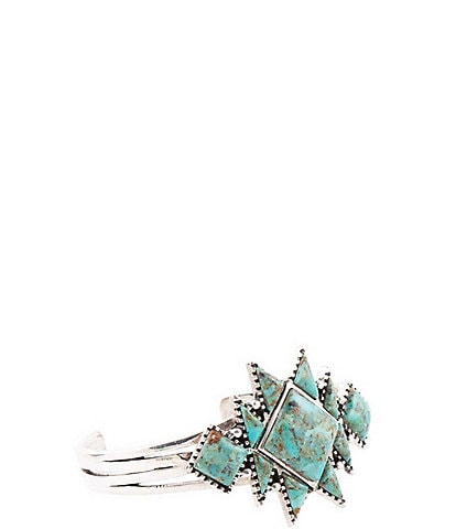 Barse Sterling Silver and Genuine Turquoise Geometric Cuff Bracelet