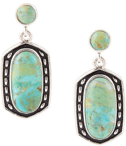 Barse Sterling Silver and Genuine Turquoise Drop Earrings
