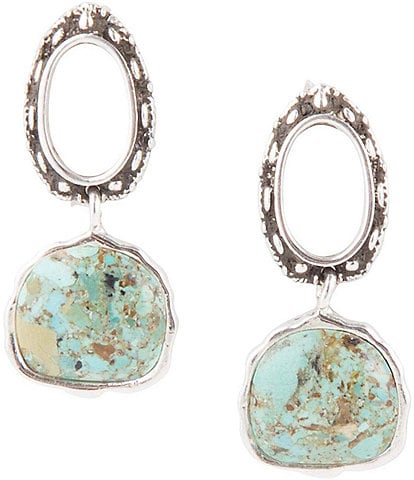 Barse Sterling Silver and Genuine Turquoise Round Drop Earrings