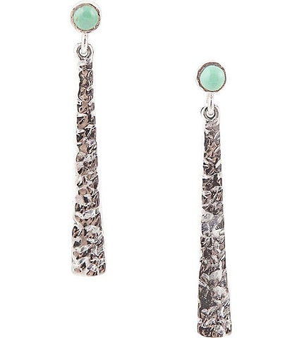 Barse Sterling Silver and Genuine Turquoise Linear Earrings
