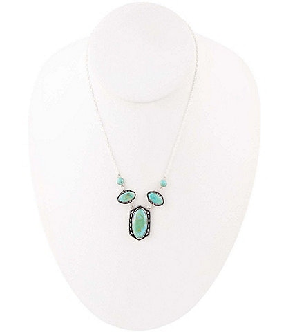 Barse Sterling Silver and Genuine Turquoise Short Pendant Necklace