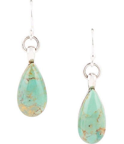 Barse Sterling Silver and Genuine Turquoise Teardrop Drop Earrings
