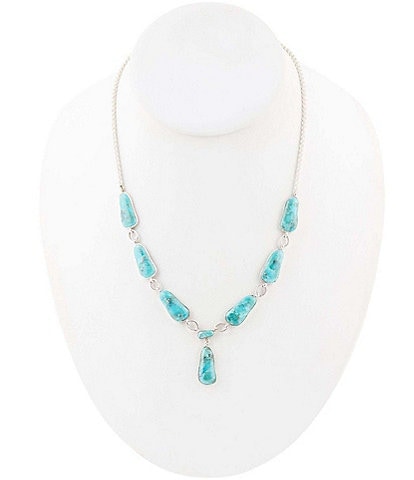 Barse Sterling Silver and Genuine Turquoise Y Necklace