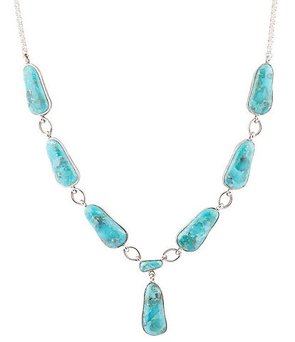 Barse Sterling Silver and Genuine Turquoise Y Necklace