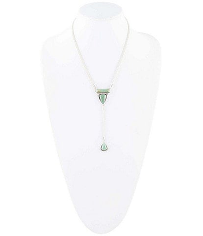 Barse Sterling Silver and Green Turquoise Layered Y Necklace