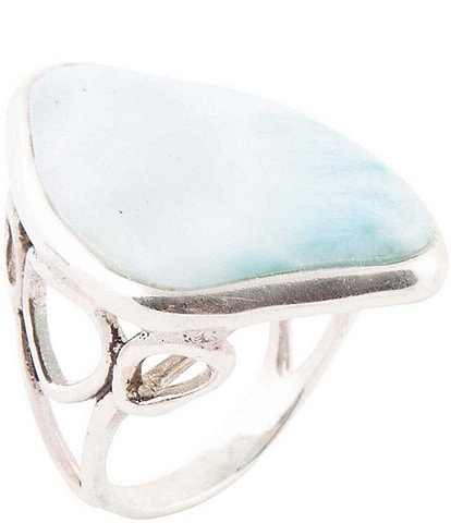 Barse Sterling Silver and Larimar Genuine Stone Statement Ring
